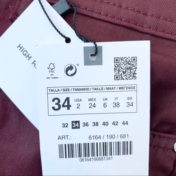 🌸New🌸 Zara Coated Slim Fit Pants Size 34 / 2 NWT - Picture 9 of 15